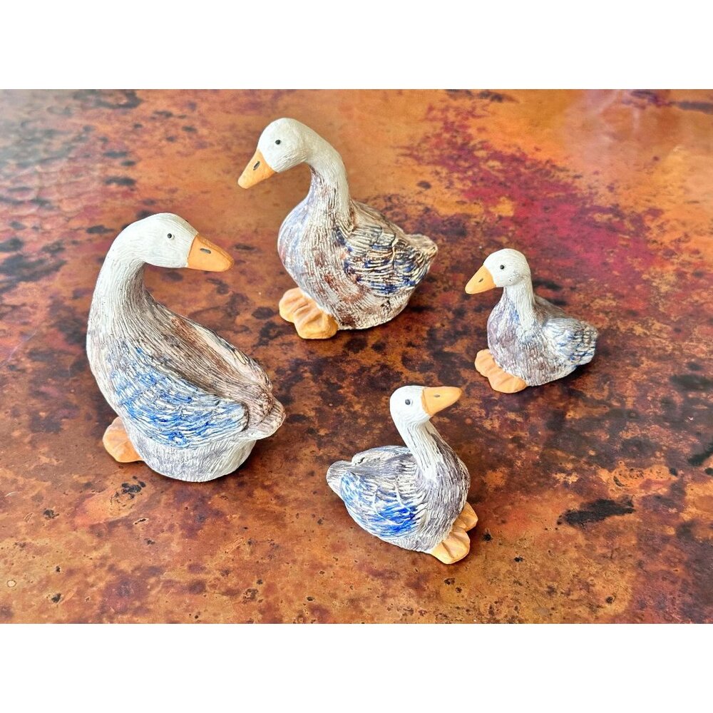 Vintage Wood Geese Set of 4 Hand Made and Signed